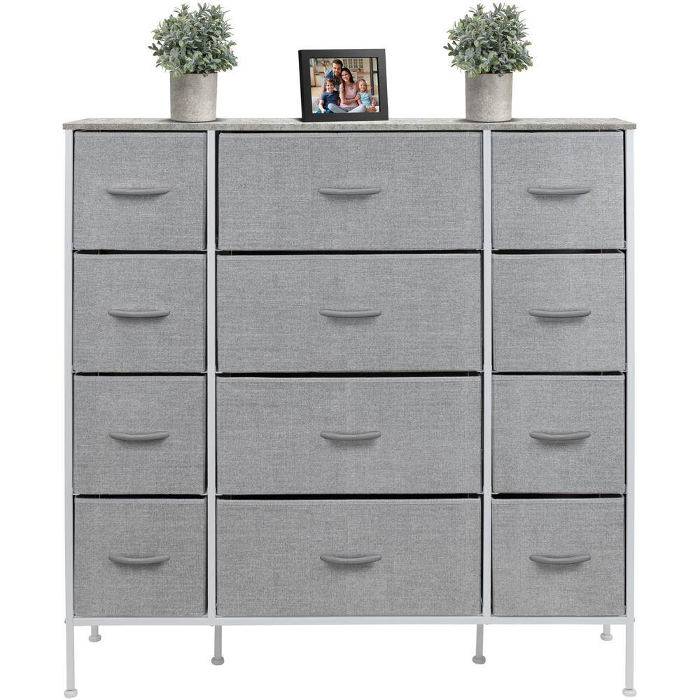 Gray 12-Drawer Nursery Dresser with Soft Close Drawers