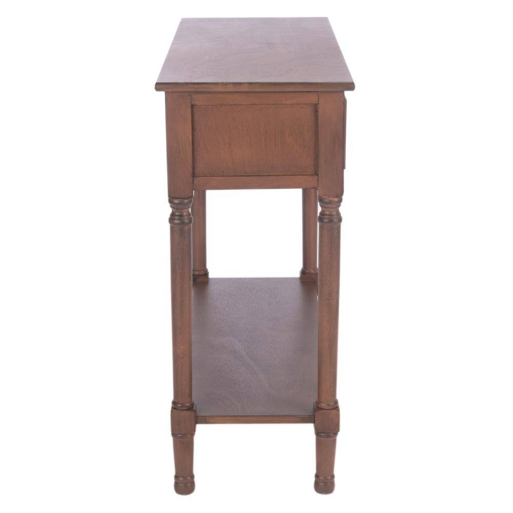 Allura Contemporary French Brown Console Table with Dual Storage Drawers