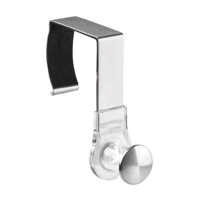 Forma Over Shower Door Caddy Hook in Clear/Brushed Stainless Steel
