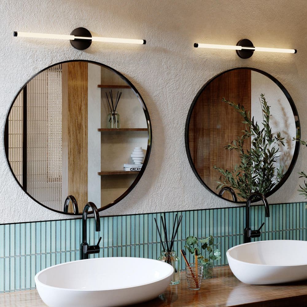 28 in. 1-light Modern Black Bathroom LED Vanity Light Bar Linear 3000K Wall Sconce(2-Pack) price history on PriceWatchPro