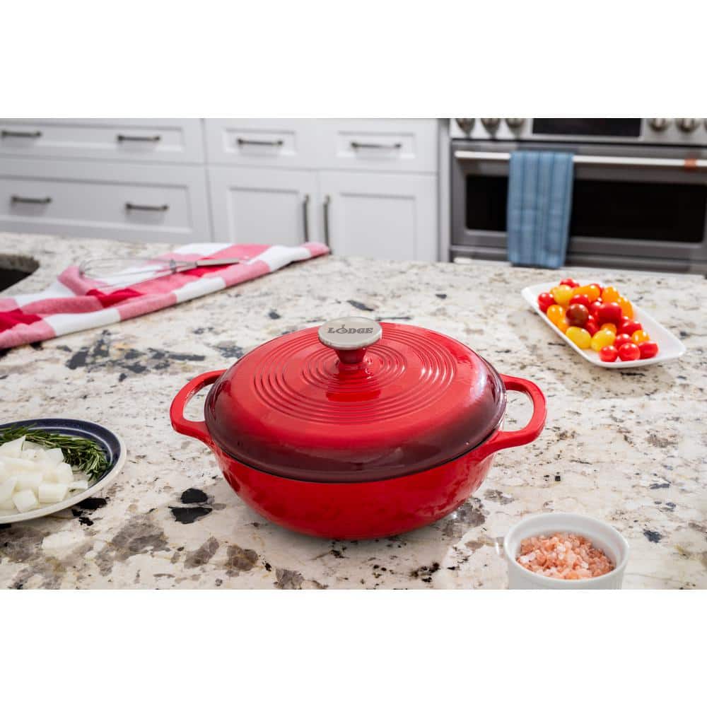 Red Enameled Cast Iron 3 Qt Dutch Oven