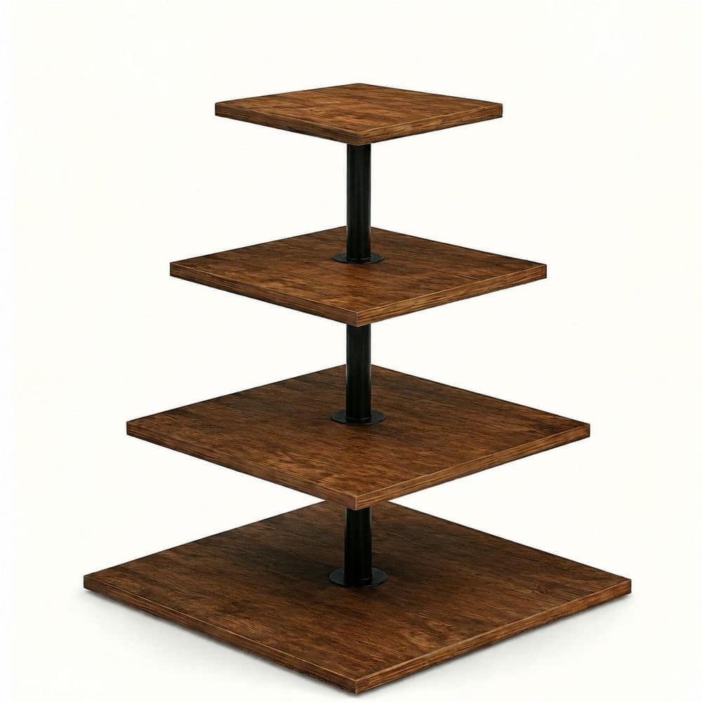 4-Tier Dark Brown Wooden Cupcake Stand for 50 Cupcakes with Square Shelves and Metal Center Tube price history on PriceWatchPro