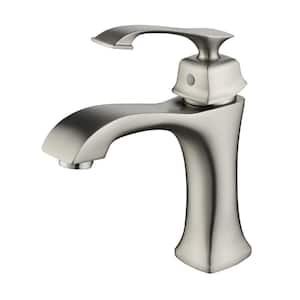 1.2 GPM Single Handle Single Hole Bathroom Faucet with Water Supply Hose and Mounting Hardware in Brushed Nickel