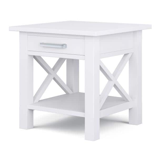 Kitchener Contemporary White Solid Wood Square End Table with Storage