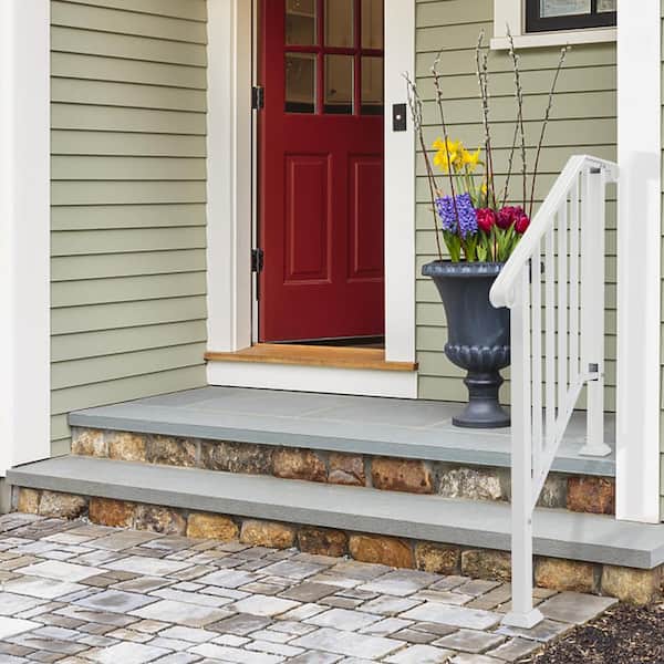 31.5 in. x 38.2 in. Iron White Outdoor Handrail Railing