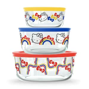 6-piece Glass Food Storage Set: Hello Kitty, Ribbons and Bows