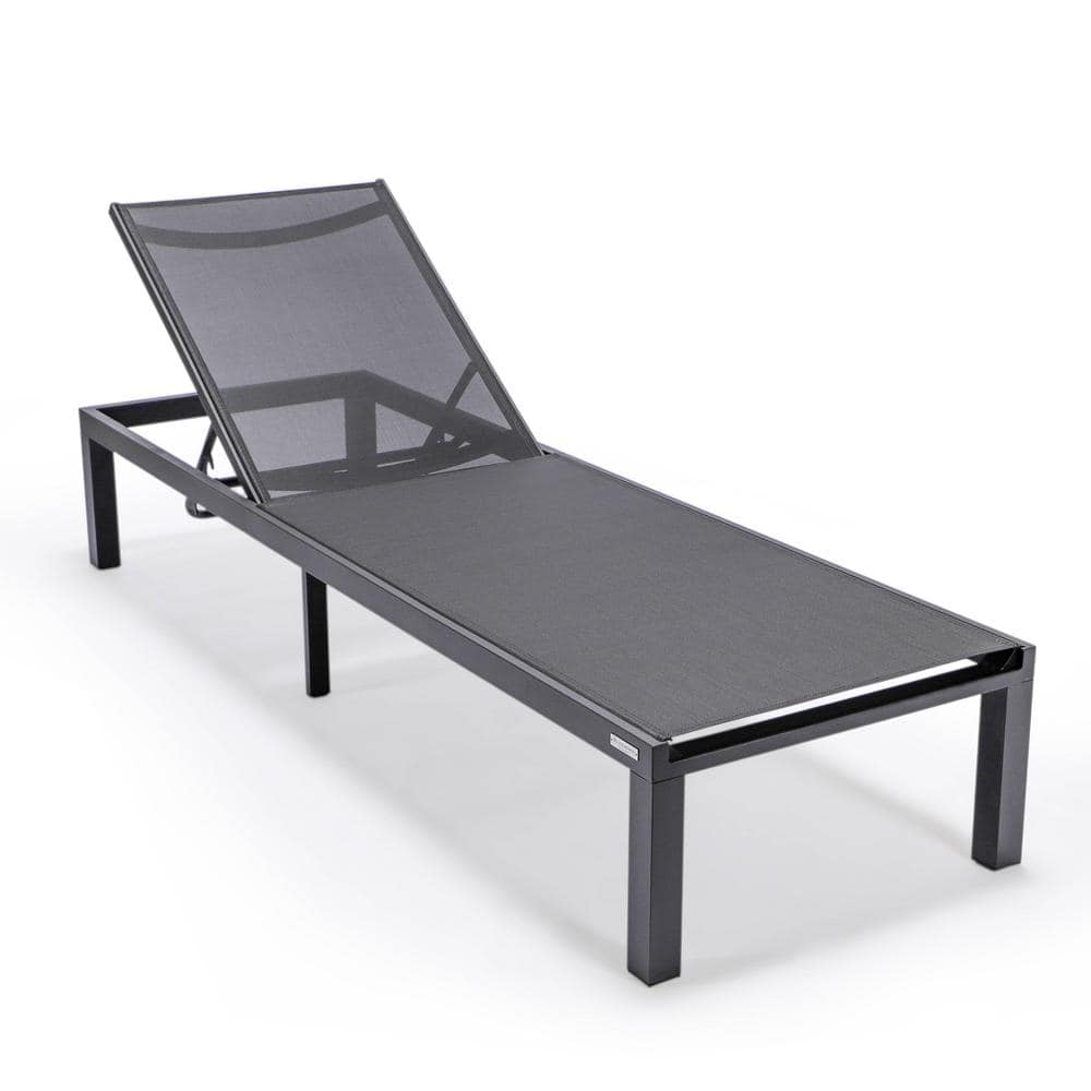 Leisuremod Marlin Modern Black Aluminum Outdoor Patio Chaise Lounge ...