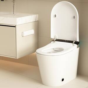 Smart Dual Flush 1-Piece Toilet 1.28 GPF Toilet in White with Auto Mode, Digital Display, Kid Mode, Massage Cleaning