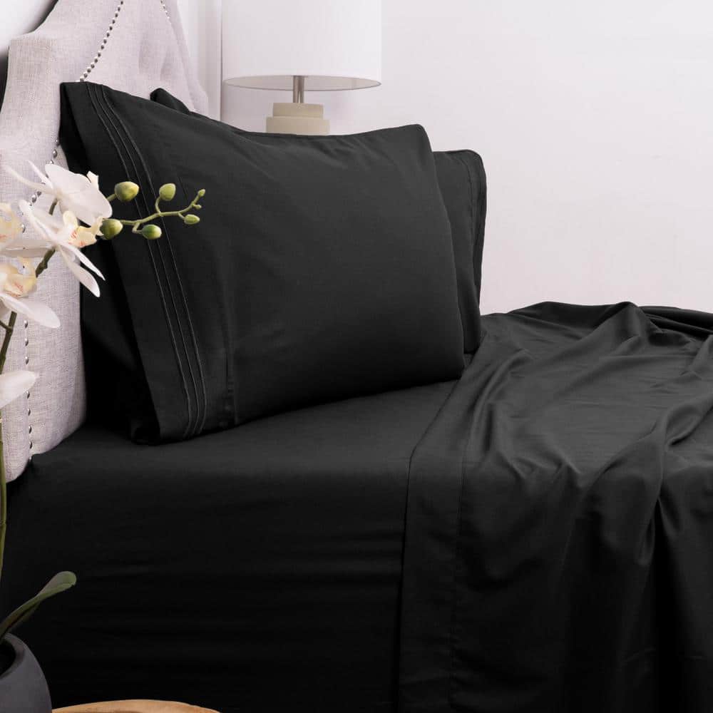 California King Black Ultra Soft Microfiber Sheet Set