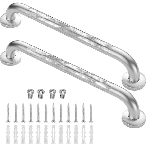 Adrinfly 24 in. Concealed Screw Anti Slip Shower Grab Bars in Stainless Steel (2-Pack)