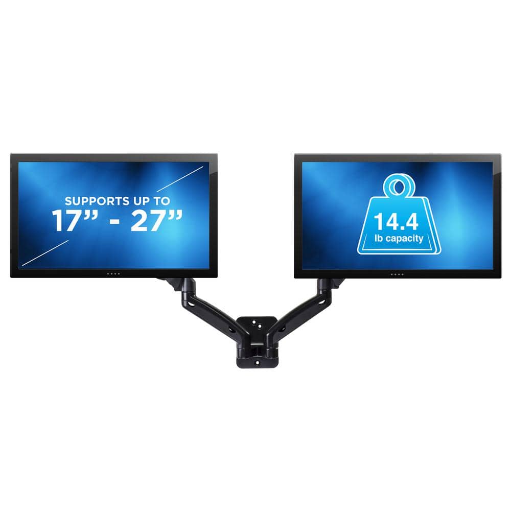 Black Steel Dual Arm Full Motion Monitor Wall Mount