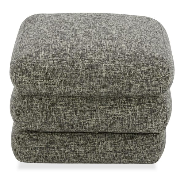 Lucien Stone Tweed 21.65 in. Ottoman with Kiln-Dried Solid Wood Frame