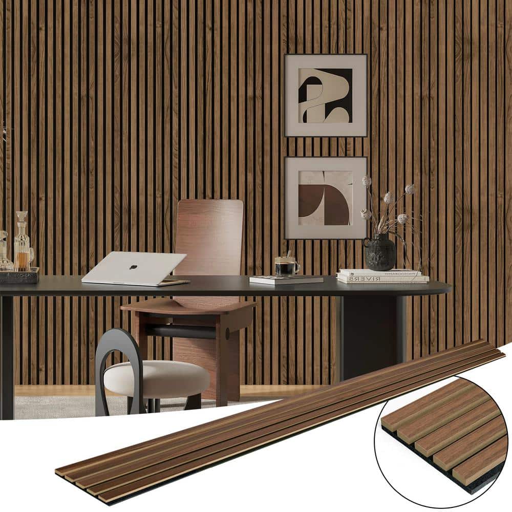 Art3dwallpanels Walnut 0.83 in. x 0.65 ft. x 8 ft. Wood Slat