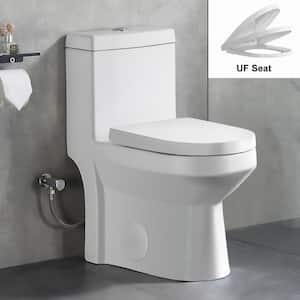 1-Piece 1.1/1.6 GPF Compact Dual Flush Round Toilet in White Soft Close Durable UF Seat Included