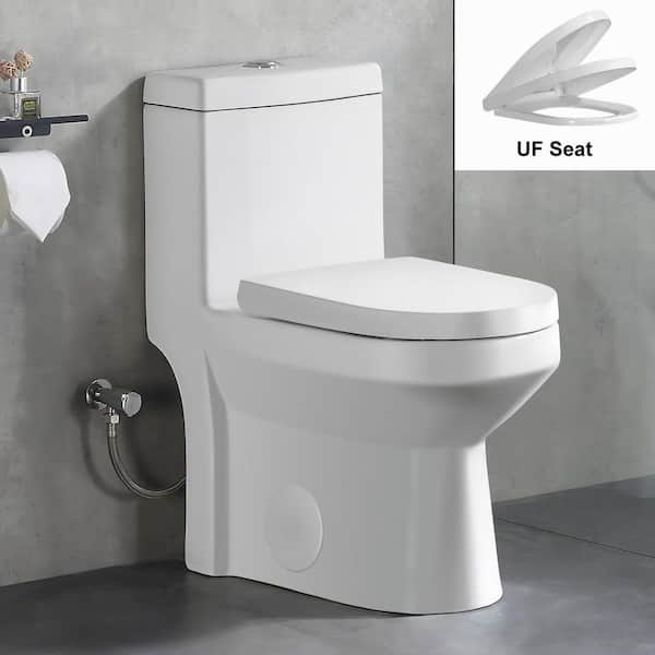 Hanikes 1-Piece 1.1/1.6 GPF Compact Dual Flush Round Toilet in White Soft Close Durable UF Seat Included