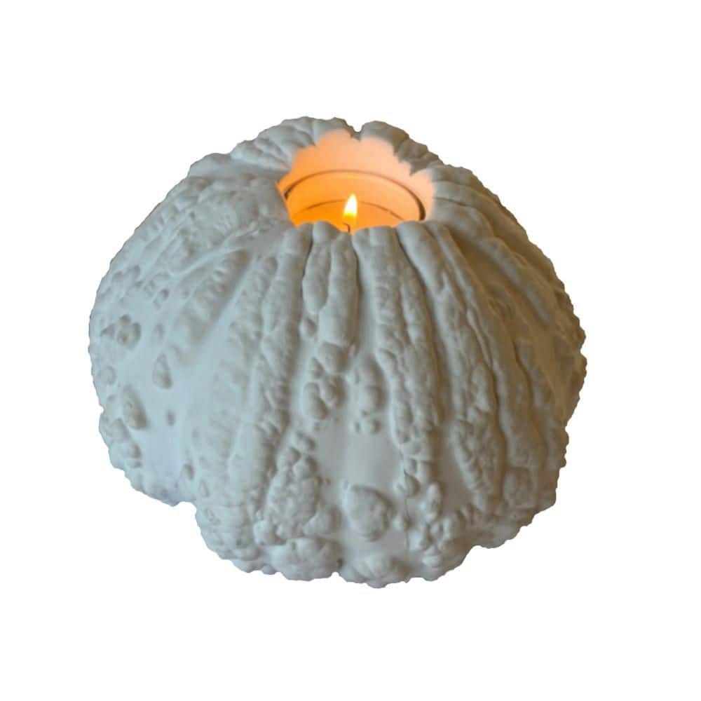 Studio White Gypsum 7.5 in. Dia x 6 in. H Gourd #4 Votive Candleholder Home