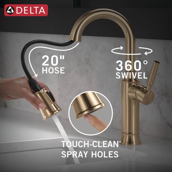 Delta Renaldi Gold Single Handle Bar Faucet in Lumicoat Champagne