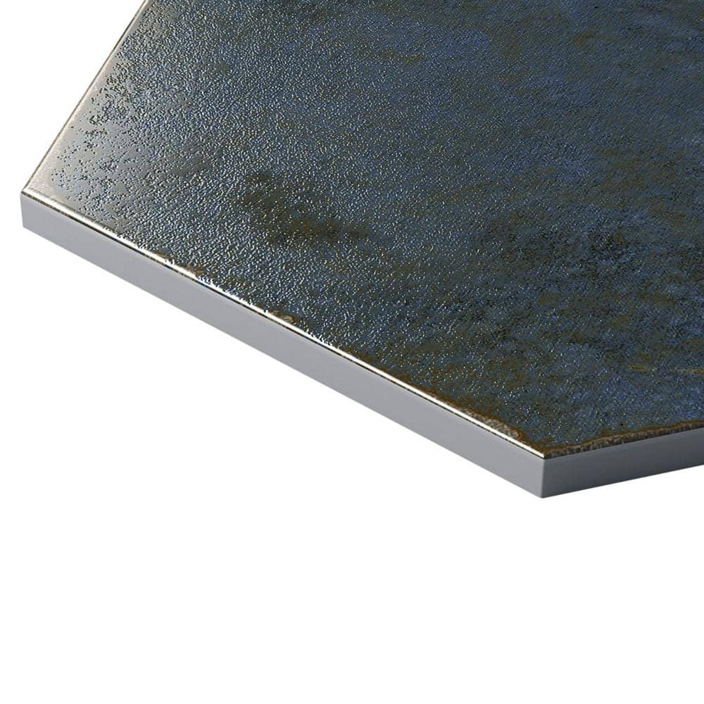 Mandalay Hex Blue Polished Porcelain Floor and Wall Tile