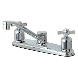 Modern Cross 2-Handle Standard Kitchen Faucet in Chrome