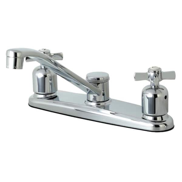 Kingston Brass Modern Cross 2-Handle Standard Kitchen Faucet in Chrome