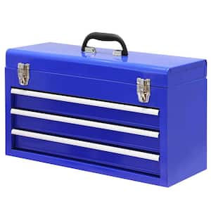 Drawer 20 in. Metal Tool Box Portable Steel Tool Chest with Ball-Bearing Slides and 2 Metal Latches Closure