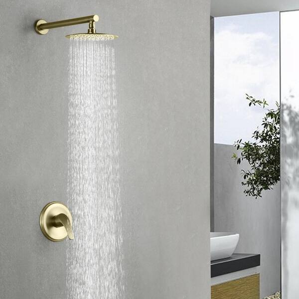 Miscool Rainfall 1-Handle 1-Spray Wall Mount 12 in. High Pressure Shower  Faucet in Brushed Gold (Valve Included) SHSMDH10C003BGL - The Home Depot