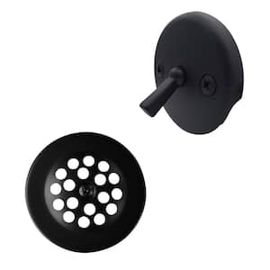 3-1/8 in. Trip Lever Tub Trim Set with 2-Hole Overflow Faceplate in Matte Black