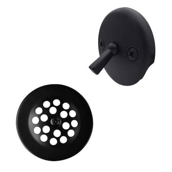 Westbrass 3-1/8 in. Trip Lever Tub Trim Set with 2-Hole Overflow Faceplate in Matte Black