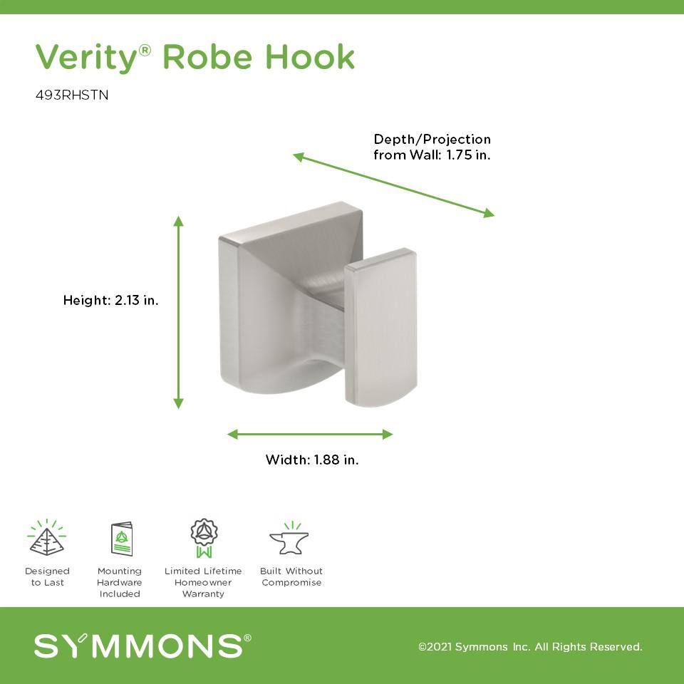 Satin Nickel Square Wall Mounted Robe Hook