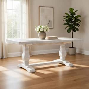 Benjara Orso Off White and Brown Wood 78 in. Trestle Dining Table ...