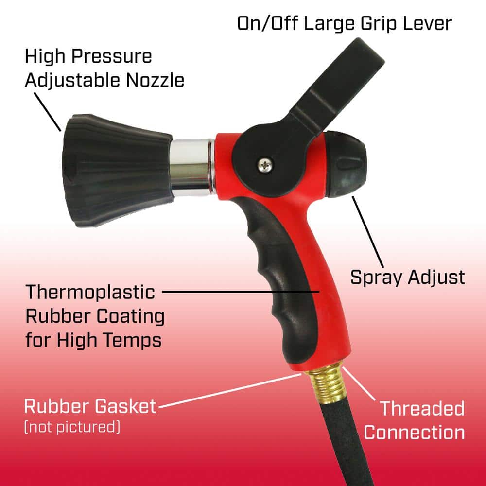 Red and Black Ergonomic Fireman Spray Nozzle