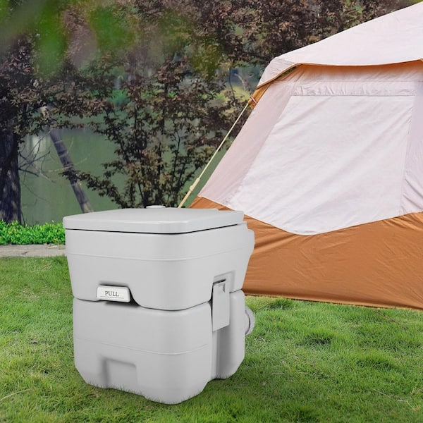 5.3 Gal. Portable Toilet Porta Potty, Outdoor Camping Travel Flush Toilet with Waste Tank