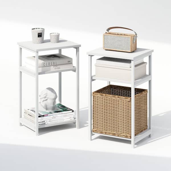 Furinno Simplistic White/White 13.39 in. W Nightstand