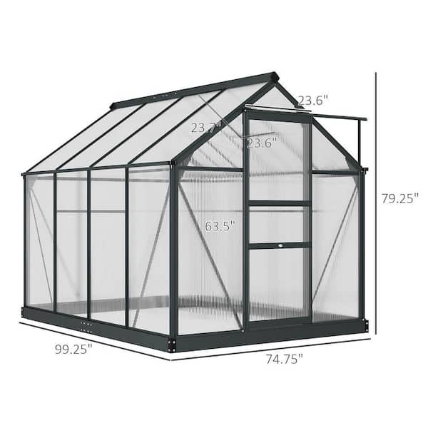 74.75 in. W x 99.25 in. D Aluminum Greenhouse Polycarbonate Walk