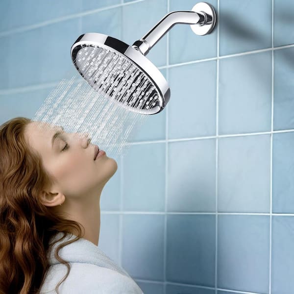 1-Spray Patterns with 1.75 GPM 6 in. Wall Mount Rain Fixed Shower Head in Polished Chrome