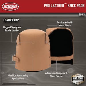 Pro Leather Non-Marring Top Grain Saddle Leather Work Knee Pads