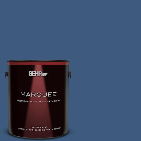 BEHR MARQUEE 1 gal. #M520-7 Admiral Blue Flat Exterior Paint & Primer