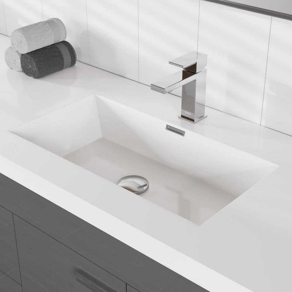 Eviva Lugano 84" Gray Modern Freestanding Double Sink Vanity with Acrylic Top