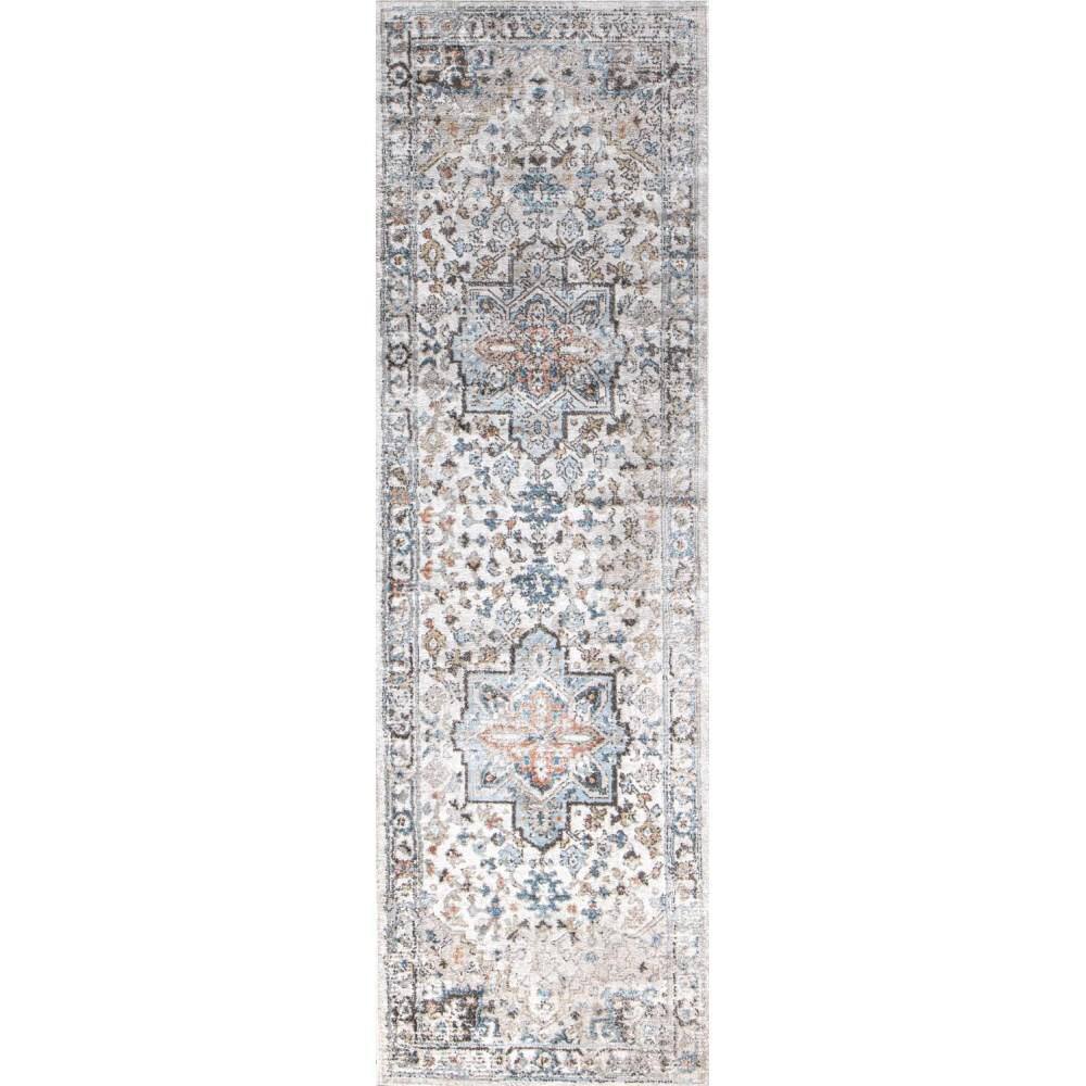 Ashland Ivory 3 ft. x 8 ft. (2 ft. 6 in. x 8 ft.) Geometric Transitional Ru