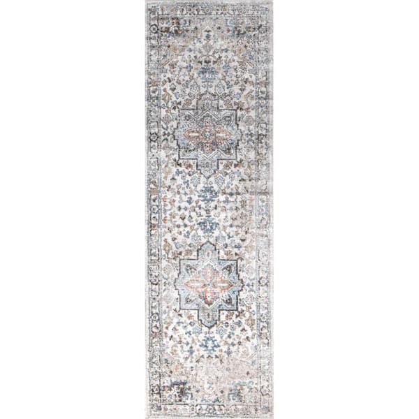 Ashland Ivory 3 ft. x 8 ft. (2 ft. 6 in. x 8 ft.) Geometric Transitional Runner Rug