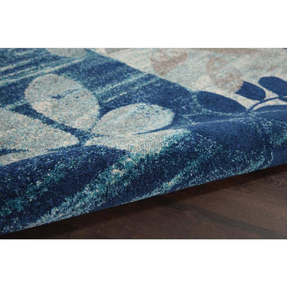 Navy and Light Blue Floral Synthetic 4' x 6' Area Rug