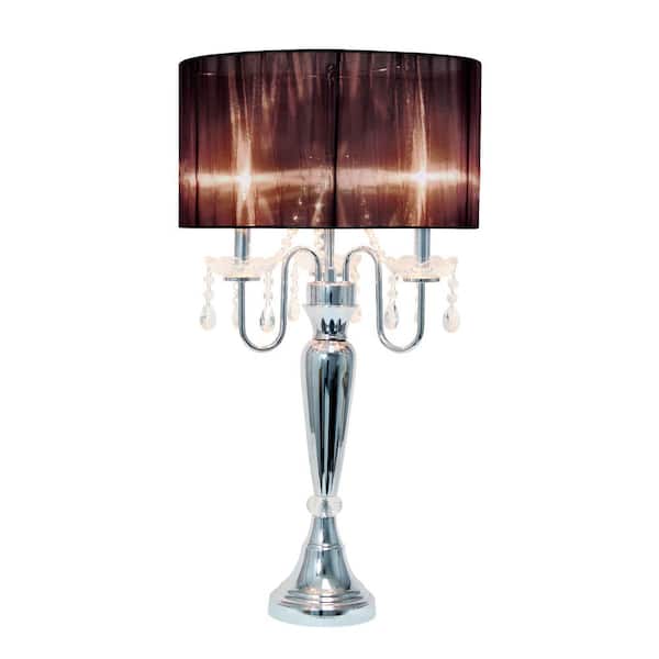 Gehakt Kudde voordeel Elegant Designs 27 in. Trendy Romantic Black Sheer Shade Chrome Table Lamp  with Hanging Crystals LT1034-BLK - The Home Depot