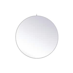 Timeless Home 45 in. W x 45 in. H x Midcentury Modern Metal Framed Round Silver Mirror