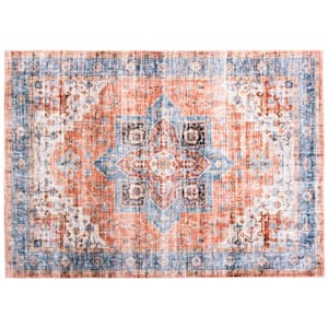 Multi 5 ft. x 7 ft. Distressed Traditional Machine Washable Area Rug