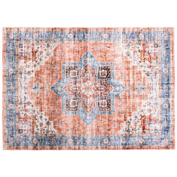 World Rug Gallery Multi 5 ft. x 7 ft. Distressed Traditional Machine Washable Area Rug