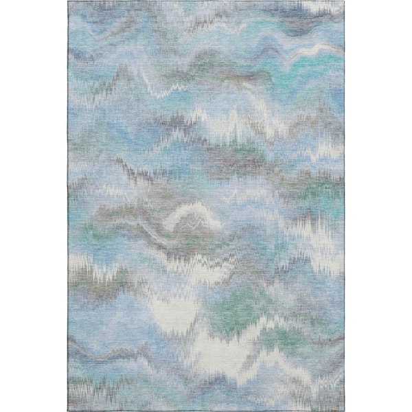 Mayfield Premium Machine Washable Abstract AMF2258 Denim 10 ft. x 14 ft. Area Rug