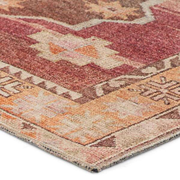 Machine Washable Jesse Orange/Pink 2 ft. x 6 ft. Medallion Area Rug