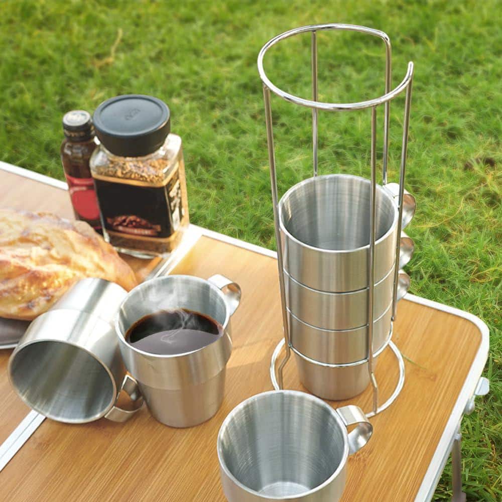 Stackable Insulated Coffee Mug Tree Stainless Steel Cups with Handles for I