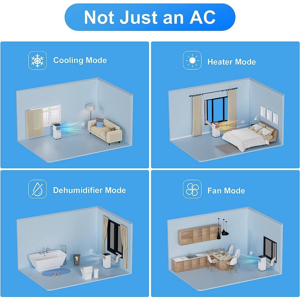White 10,000 BTU Portable Air Conditioner with Heater and Remote