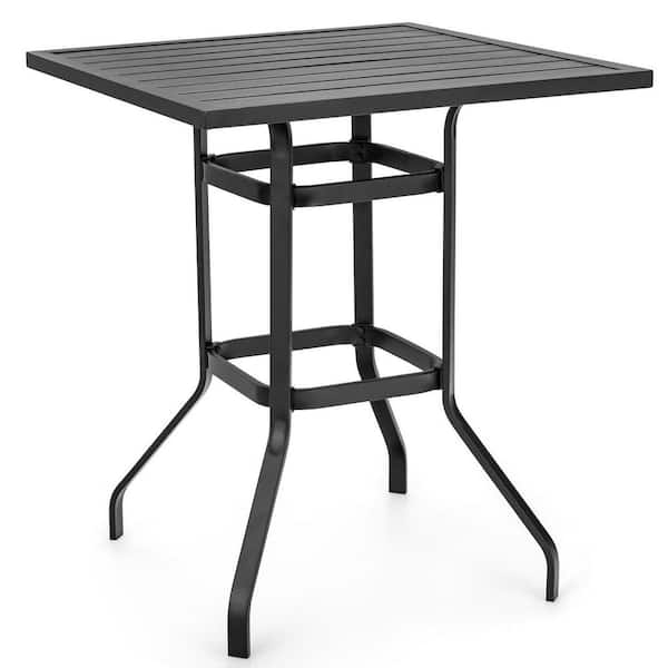 32 in. W x 37 in. H Outdoor Metal Black Bar Dining Table